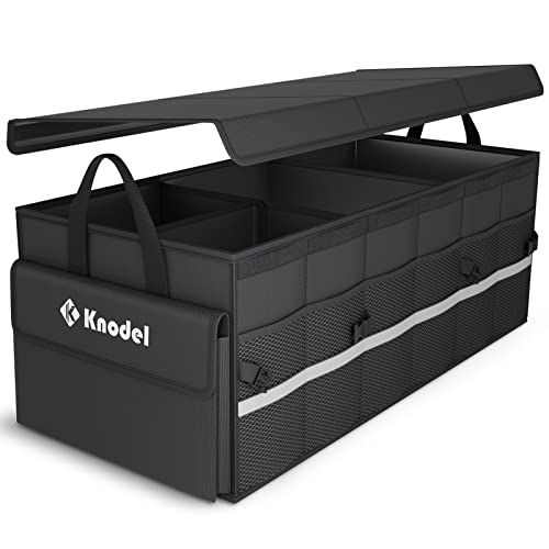K KNODEL Car Trunk Organizer with Lid, 3 Compartments