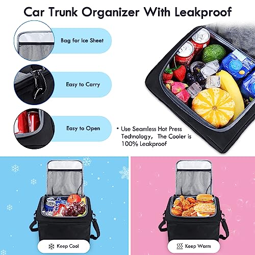 Ealingmoon Collapsible Trunk Organizer with Insulated Cooler Bag
