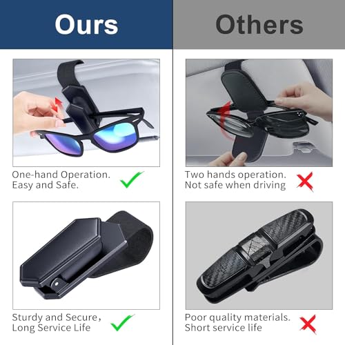 Veharvim Upgraded Car Visor Sunglasses Holder 2-Pack