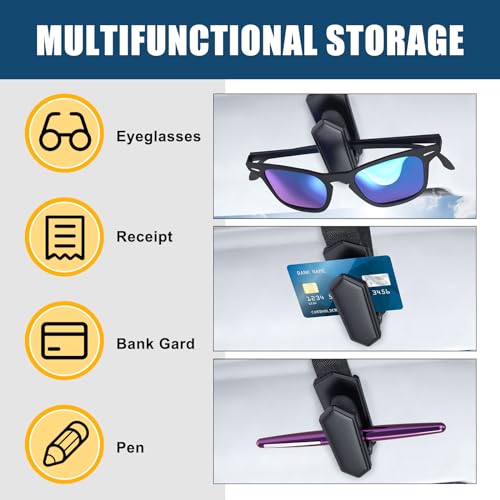 Veharvim Upgraded Car Visor Sunglasses Holder 2-Pack