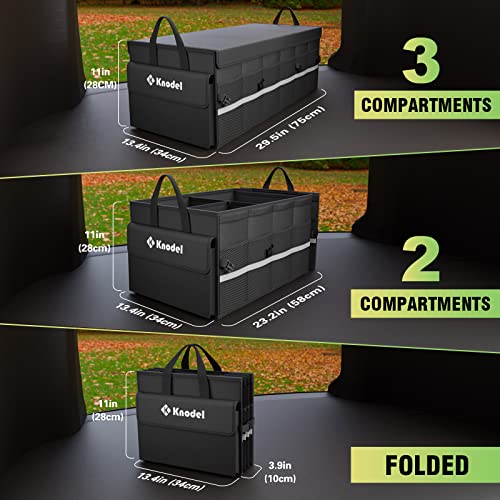K KNODEL Car Trunk Organizer with Lid, 3 Compartments