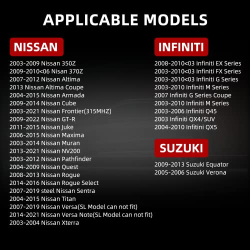 Nissan 350z Altima Versa TPMS Sensor 4-Pack, 315MHz