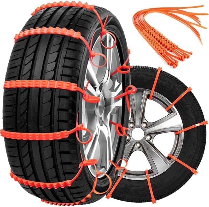 Adjustable Anti-Slip Snow Chains for Car Tires - Set of 12
