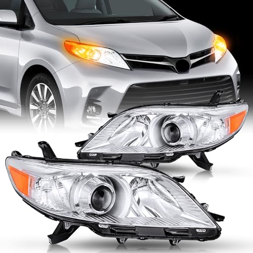 Toyota Sienna Headlight Assembly, Chrome Housing, Clear Lens