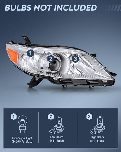 Toyota Sienna Headlight Assembly, Chrome Housing, Clear Lens