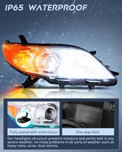 Toyota Sienna Headlight Assembly, Chrome Housing, Clear Lens