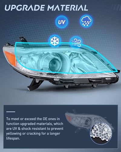 Toyota Sienna Headlight Assembly, Chrome Housing, Clear Lens