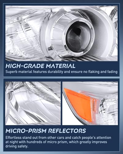 Toyota Sienna Headlight Assembly, Chrome Housing, Clear Lens