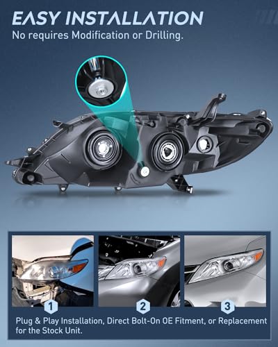 Toyota Sienna Headlight Assembly, Chrome Housing, Clear Lens