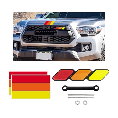 Tri-Color Grille Badge for Toyota Cars (Yellow/Orange/Red)