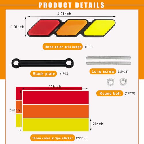 Tri-Color Grille Badge for Toyota Cars (Yellow/Orange/Red)