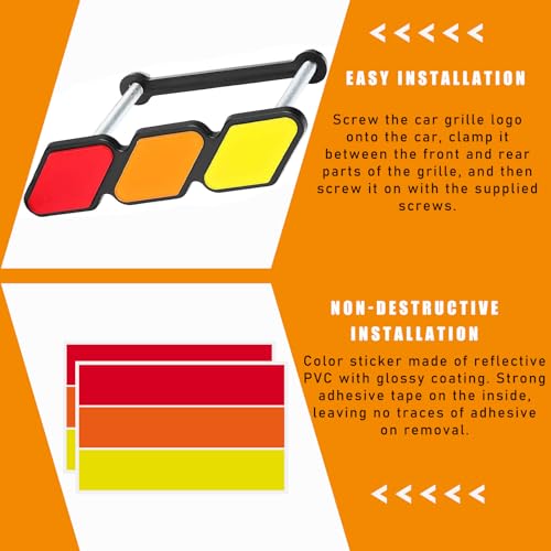 Tri-Color Grille Badge for Toyota Cars (Yellow/Orange/Red)
