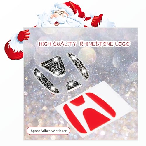 Rhinestone Car Emblem Stickers for Honda - Black