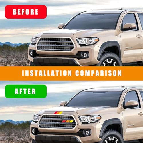 Tri-Color Grille Badge for Toyota Cars (Yellow/Orange/Red)