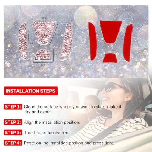 Rhinestone Car Emblem Stickers for Honda - Black