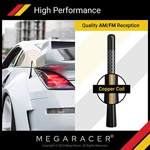 Carbon Fiber Universal Car Antenna: 5” Polished Black