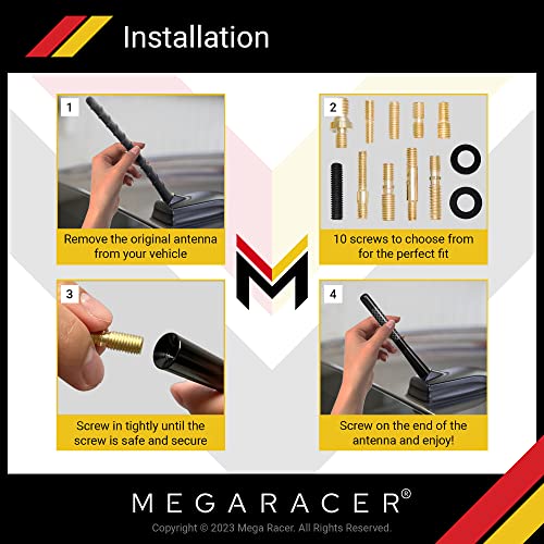 Carbon Fiber Universal Car Antenna: 5” Polished Black