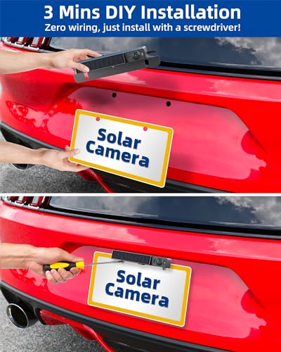 Wireless Solar Backup Camera with Night Vision, HD Monitor