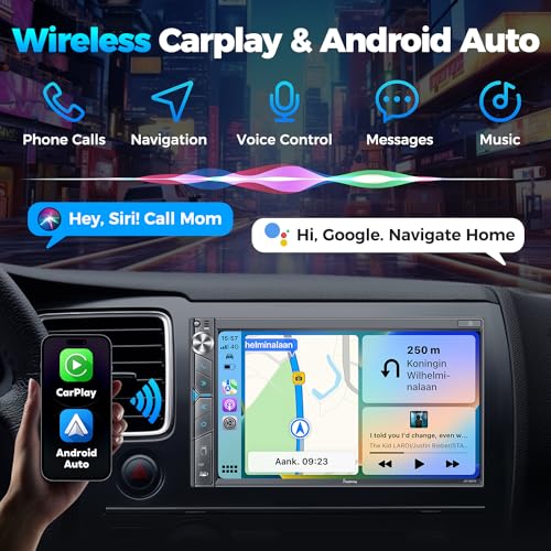 Wireless Double Din Car Stereo with Apple Carplay