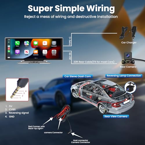 Portable Car Stereo with Wireless Apple CarPlay & Android Auto