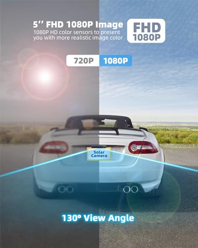 Wireless Solar Backup Camera with Night Vision, HD Monitor