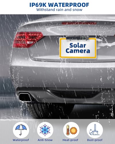 Wireless Solar Backup Camera with Night Vision, HD Monitor