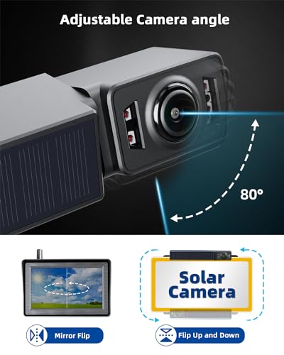 Wireless Solar Backup Camera with Night Vision, HD Monitor