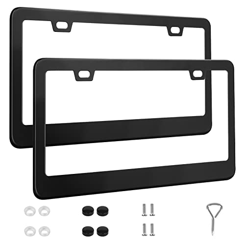 Stainless Steel License Plate Frames - 2 Pack Black