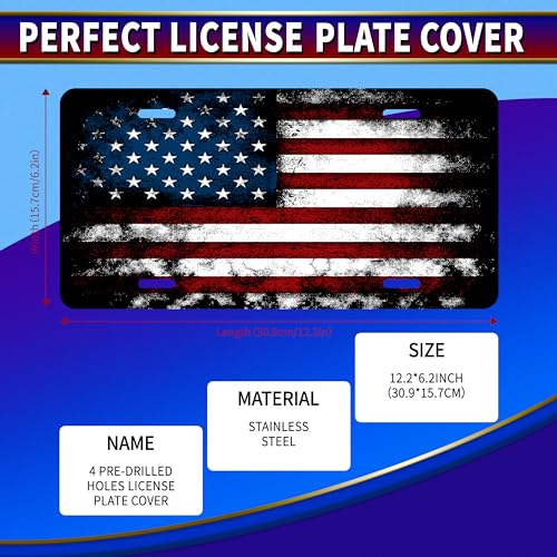 American Flag License Plate Cover for Patriotic Cars