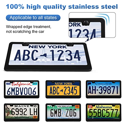 Stainless Steel License Plate Frames - 2 Pack Black