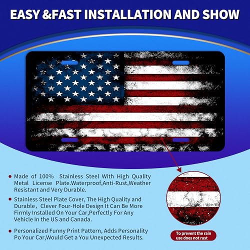 American Flag License Plate Cover for Patriotic Cars