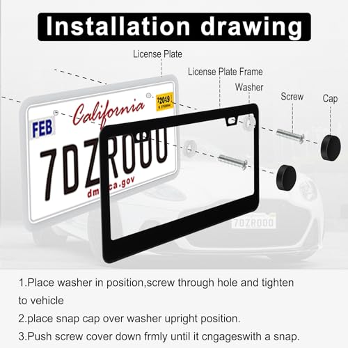 Rust-Proof Stainless Steel License Plate Frame, 2 Pack