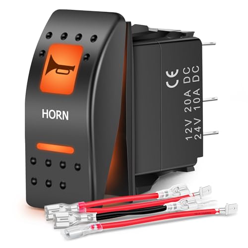 Nilight UTV Horn Rocker Switch - 5-Pin SPST Orange LED Toggle