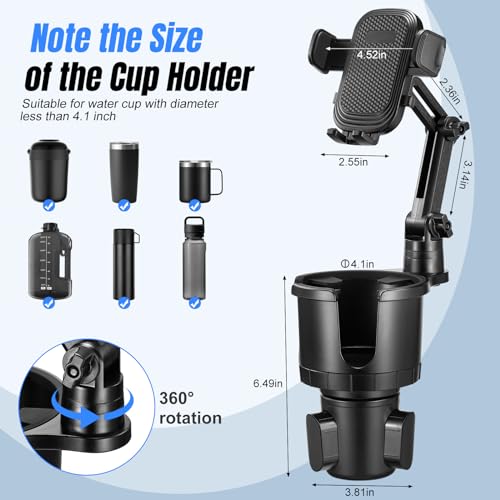 Hill Cup Holder Phone Mount for Car, Upgraded