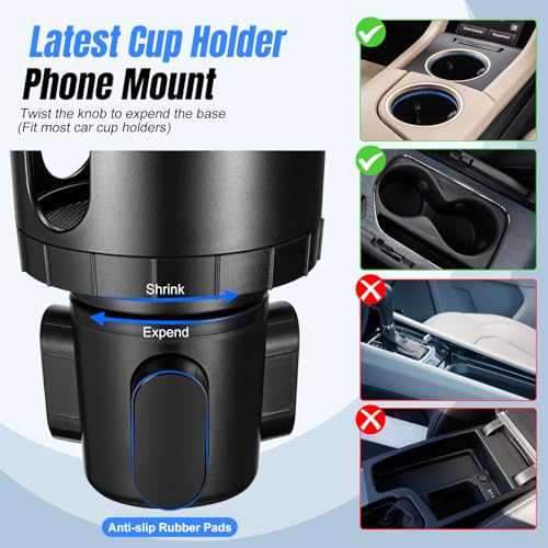 Hill Cup Holder Phone Mount for Car, Upgraded