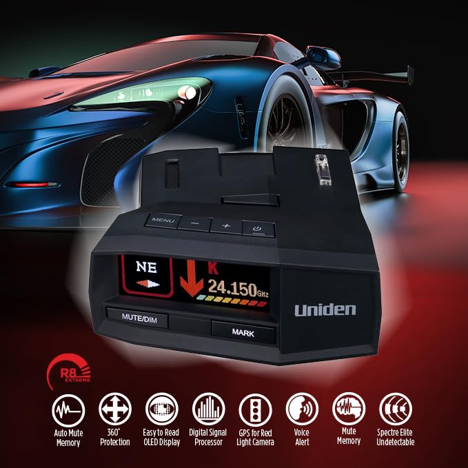 UNIDEN R8 Radar/Laser Detector with GPS and Alerts