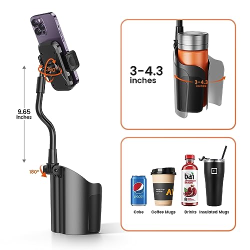 360° Adjustable Gooseneck Cup Holder Phone Mount for Car