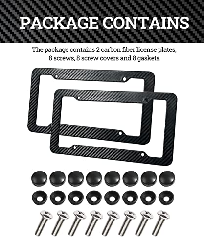 2 Pack Carbon Fiber Slim License Plate Frames