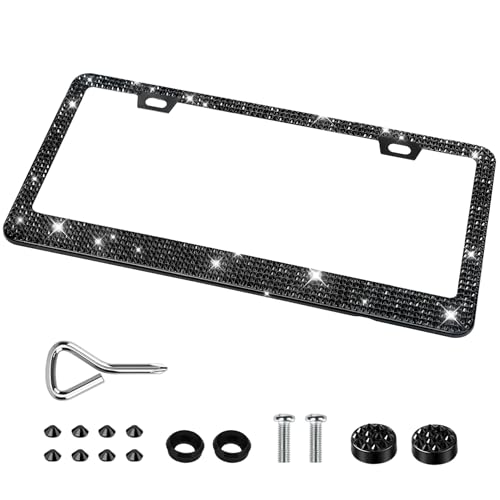 Women's Bling Rhinestone License Plate Frame - Black