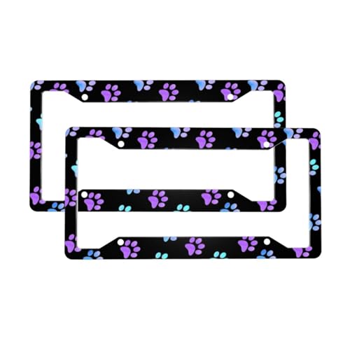 Galaxy Dog Cat Paw Print License Plate Frames