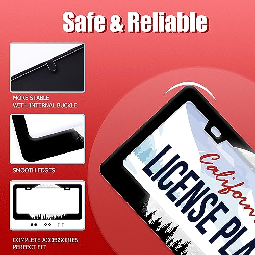 Forest Full Moon License Plate Frame Stainless Steel