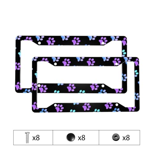 Galaxy Dog Cat Paw Print License Plate Frames