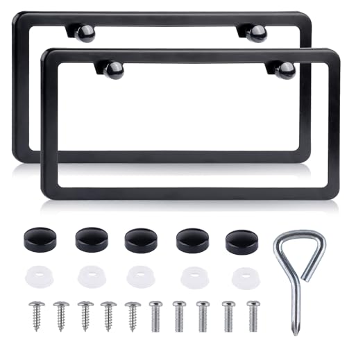 Black Stainless Steel License Plate Holders - 2 Pack