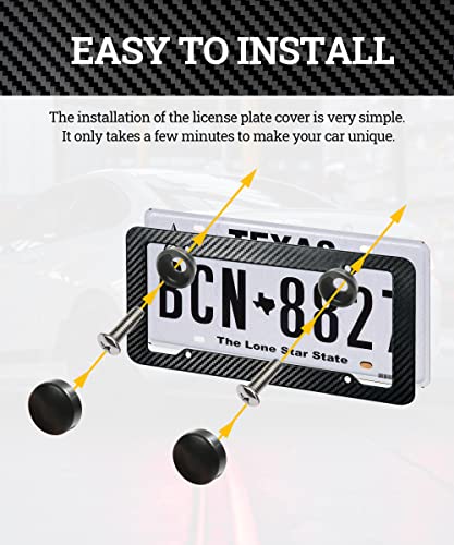 2 Pack Carbon Fiber Slim License Plate Frames
