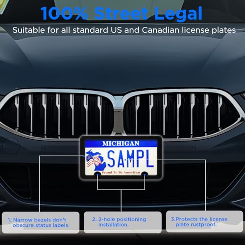 Matte Black Stainless Steel License Plate Frames - 2Pcs