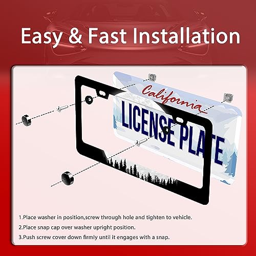 Forest Full Moon License Plate Frame Stainless Steel