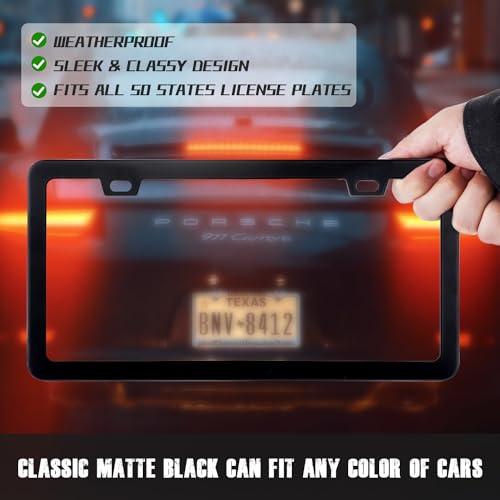 Black Stainless Steel License Plate Holders - 2 Pack