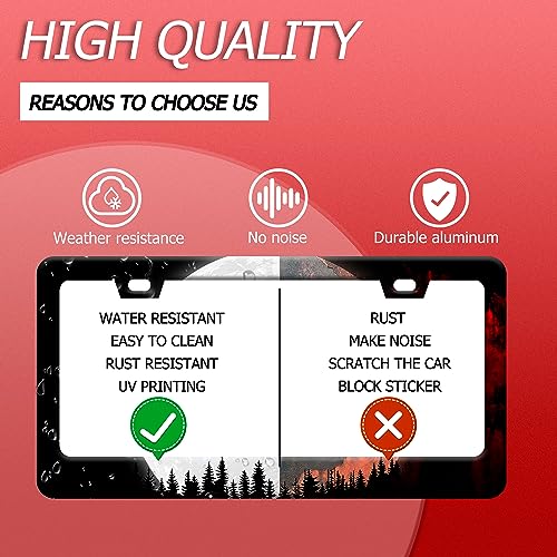 Forest Full Moon License Plate Frame Stainless Steel