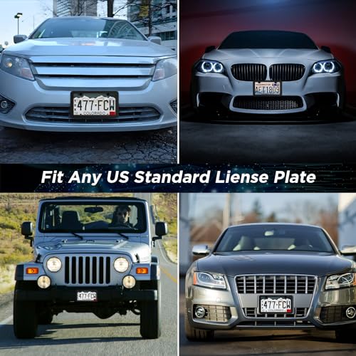 Matte Black Stainless Steel License Plate Frames - 2Pcs