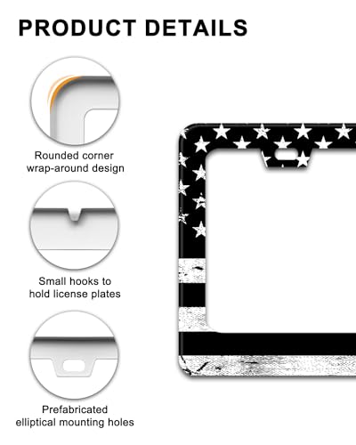 Black American Flag Stainless License Plate Frames